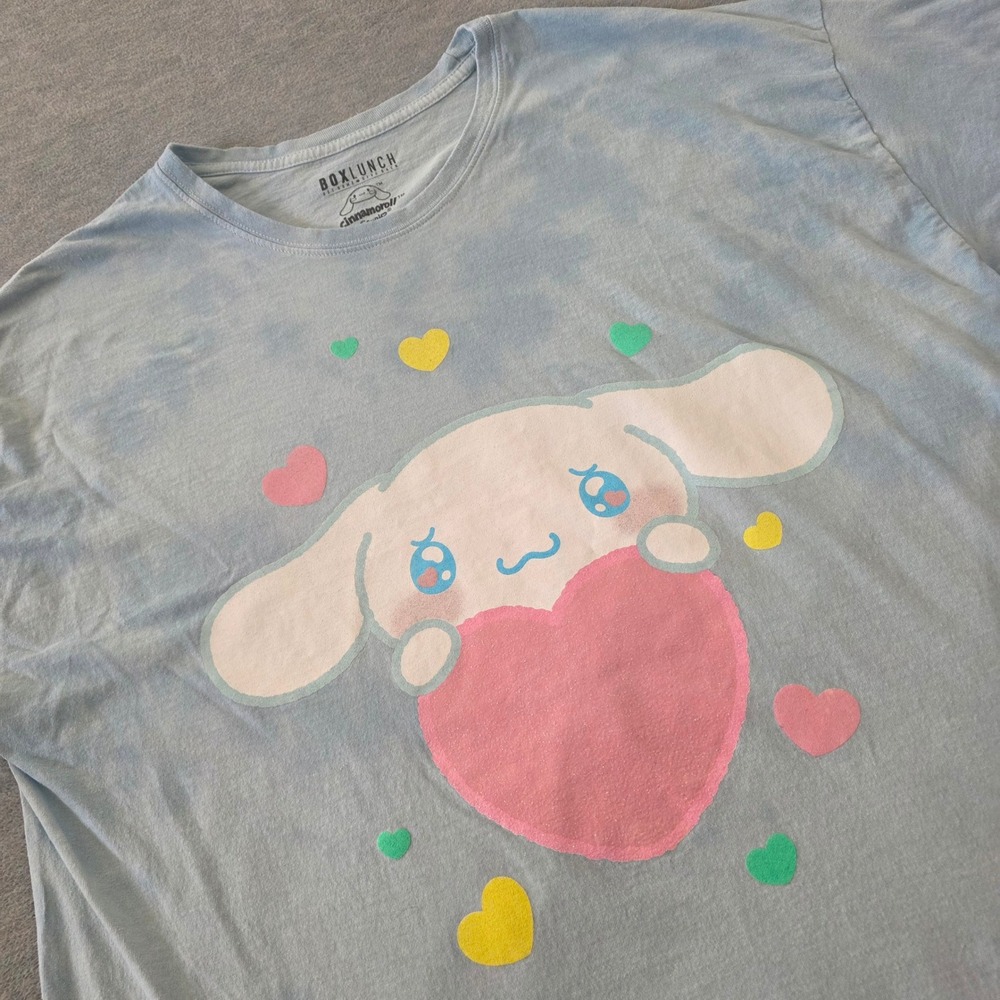 BoxLunch Sanrio Cinnamoroll Heart Graphic T-Shirt Blue Tie Dye Mens XL SIL-34706